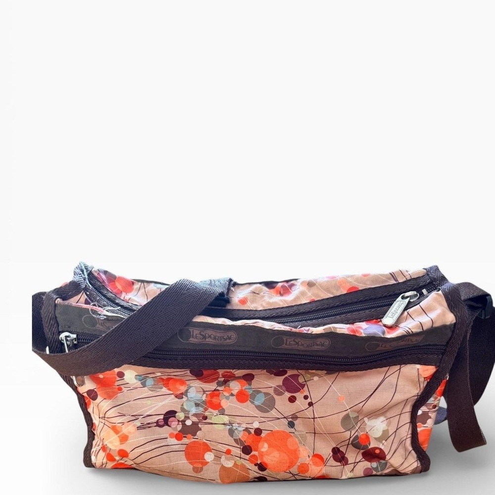 Vintage LeSportsac Crossbody Bag Tan Floral Print Adjustable Strap Medium Size - Picture 5 of 9